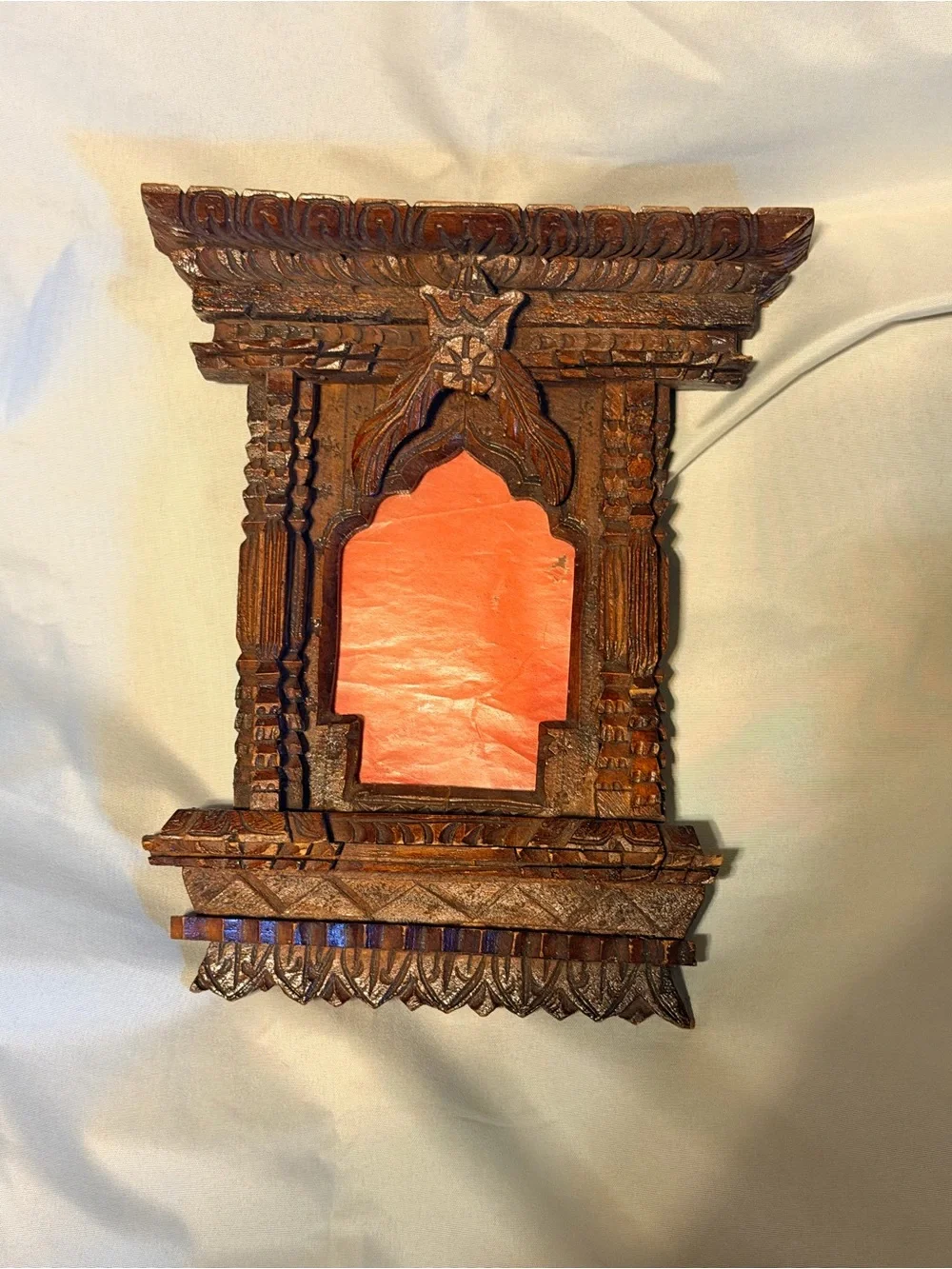 Vintage Hand Carved Wood Picture Frame Tramp Art Style Folk Art Ornate Art